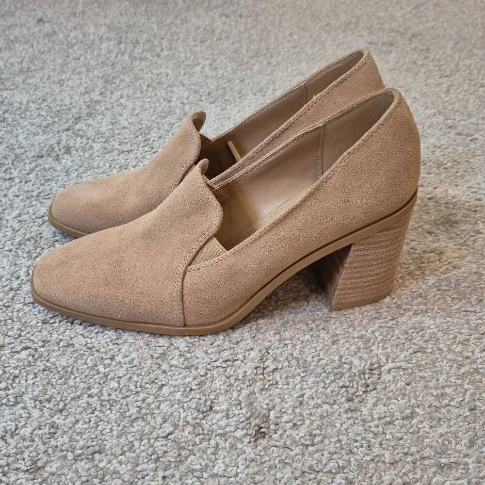 Joie Wevenly Suede Shoe Size 8 Block Heel Square Toe